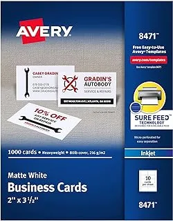 Avery 5.1 cm x 11.9 cm Business Cards, Sure Feed Technology, for Inkjet Printers, 1, 000 Cards (8471)