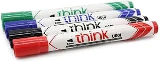 Deli Think Whiteboard Markers 4-Pieces, Assorted