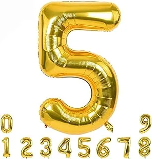 Gold Foil Balloon for Birthday Celebration Birthday Party Decoration with 40 inch Number Balloon Birthday Decoration Party Supplies for Birthday Anniversary Décor (Number 5)