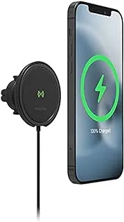 Mophie snap+ wireless vent mount universal charger, 15w charging, magnetic positioning for accurate placement, one-hand operation, compatible with magsafe for iphone 12 models & qi- enabled devices