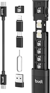 BUDI Multifunctional 9 in 1 Data Cable with USB Type-C Card Reader Micro SD Memory high-Speed Adapter Suitable for Mobile Phone Cameras and Computers