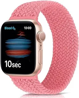 KG20 Nylon Braided Solo loop Fabric Strap/Band for Apple watch series 1,2,3,4,5,6 and all its versions (42mm-44mm (S),PINK)