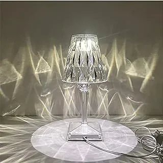 Crystal Table Lamp-Romantic LED Night Light Modern Gift Relax Bedside Lamp with USB Powered Decorative Desk Nightstand Lamps for Living Room/Bedroom/Study Room/Office