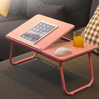 Folding Laptop Lap Desk - Work Table and Stand for Couch, Bed Sofa Computer Use Legs, Adjustable Tilt as Reading Breakfast Tray(pink)