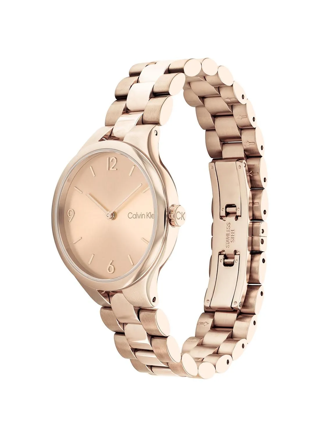 CALVIN KLEIN Analog Round Waterproof  Wrist Watch With Gold Strap 25200131