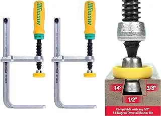 MICROJIG Matchfit DVC-538K2 Dovetail Clamps With Soft-Grip Handle, Yellow