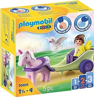 عربة يونيكورن مع جنية من Playmobil 1.2.3 70401 للأطفال من سن 1.5 - 4