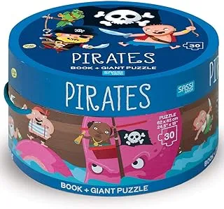 Sassi Book And Giant Puzzle Round Box Pirates