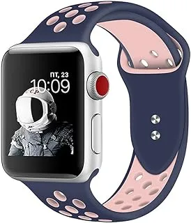 Promate Breathable Replacement Strap with Secure Double Pin-Tuck Closure and Sweat-Resistant For Apple Watch Series 42mm/44mm Medium/Large Size, Oreo-42ML 44millimeter Multicolour