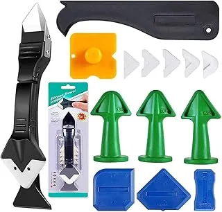 Showay 15PCS Caulking Finishing Tool Kit,3 in 1 Stainless Steelhead Caulking Tools Sealant Caulk Grout Remover Scraper Caulking Tools Silicone Nozzle Applicator For Kitchen Bathroom Window Sink Joint