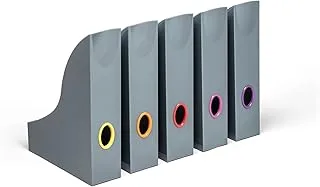 Durable VARICOLOR Magazine Rack | Set of 5 Colour Coded Holders Perfect for Storing Magazines, Folders, Documents