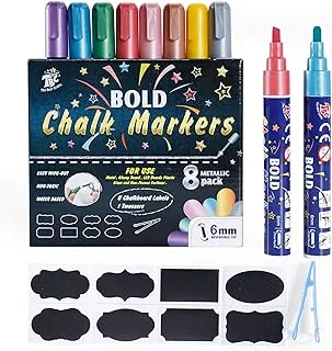 TBC - The Best Crafts The Best Crafts Chalk Marker, 8 Metallic Colors Bold Chalk Pens, Dual Tip Liquid Chalk Pens for Painting and Drawing, Art Supplies for Kids, Students