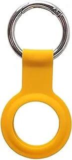 Ring Type Silicone Protective Case for Apple AirTag with Keychain | Anti-Scratch protective | Secure holder for Keys, Pets Luggage, Backpacks. (Yellow)