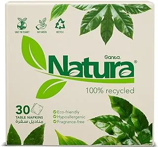 Sanita Natura مناديل نقش ثنائية الطبقات ، 30 عبوة ، مقاس 33 سم × 33 سم