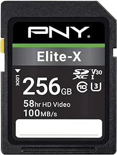 بطاقة PNY Elite-X SDXC سعة 256 جيجابايت الفئة 10 UHS-I U3 100 ميجابايت / ثانية