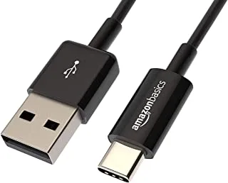 Amazon Basics USB-C to USB-A 2.0 Fast Charger Cable, 480Mbps Speed, USB-IF Certified, for Apple iPhone 15, iPad, Samsung Galaxy, Tablets, Laptops, 3 foot (0.9 M), Black