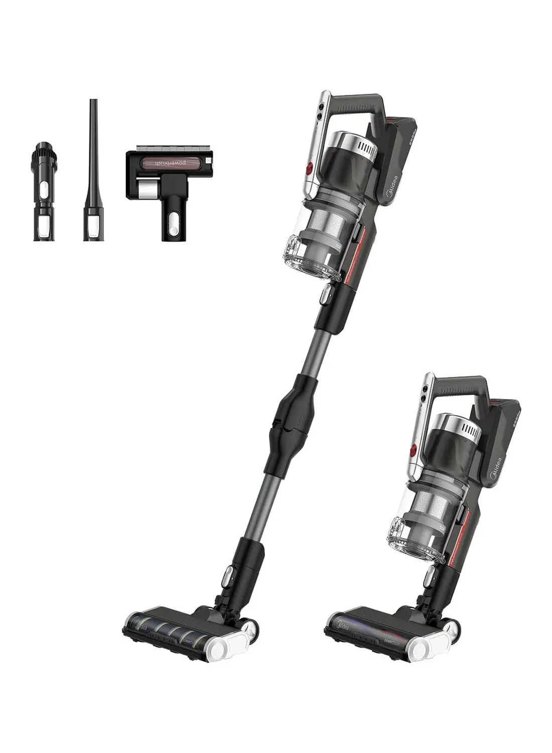 Midea Cordless Stick Vacuum Cleaner with Powerful BLDC Motor for High Suction Power, 70 Minutes Run Time, Light Weight, One Button Flexible Bend, Motorized Brush for Hard Floor & Carpets 450 W P7Flex Black