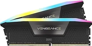Corsair VENGEANCE RGB DDR5 32 جيجابايت (2 × 16 جيجابايت) 5600 ميجاهرتز C36 ذاكرة سطح المكتب المحسنة Intel (إضاءة ديناميكية عشر مناطق RGB ، تنظيم الجهد على اللوحة ، ملفات تعريف XMP 3.0 مخصصة ، أوقات استجابة ضيقة) أسود