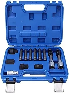 13 Piece Alternator Freewheel Pulley Removal Tools Freewheel Removal Bits Alternator Pulley Remover Set with Plastic Case, Assorted Colors