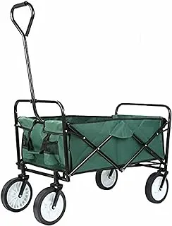 Folding Wagons with Wheels Collapsible | Multi Use Utility Cart Rolling Beach Shopping Trolley Foldable Outdoor Wagon Sports Max Load: 68KG (GREEN)