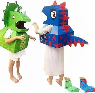 COOLBABY children's dinosaur carton toy. Wearable carton DIY handmade. Kindergarten game clothing paper dinosaur toy three-dimensional assembled cardboard toy (2-pack)…