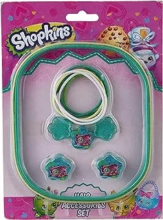 Shopkins Hair Set Pony Band + Hair Claws, Green/White