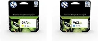 Hp 963XL High Yield Yellow Original Ink Cartridge [3Ja29Ae]& 963Xl High Yield Cyan Original Ink Cartridge 3Ja27Ae Works With Hp Officejet Pro 9010, 9013, 9020, 9023 Printers, Xl