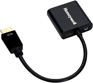 Honeywell 3in1 HDMI to VGA, 3.5mm Audio Jack & Micro USB Port, 1080p@60Hz HDMI Resolution & 6.75GB Transfer Speed, VGA Resolution 1920x1200P@60Hz, Compatible with-LED, Laptop, Gaming Console etc-Black