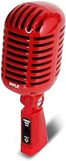 Pyle Classic Retro Dynamic Vocal Microphone - Old Vintage Style Unidirectional Cardioid Mic with XLR Cable - Universal Stand Compatible - Live Performance, In-Studio Recording - Pro PDMICR42R (Red)