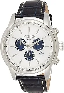 FERRE MILANO Ferr milano fm1g131l0011 chronograph leather quartz watch for men, silver