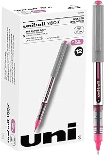 uni-ball Vision Rollerball Pens, Fine Point (0.7mm), Pink, 12 Count