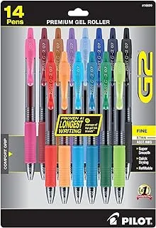 Pilot Pilot, G2 Premium Gel Roller Pens, Fine Point 0.7 mm, Assorted Colors, Pack of 14