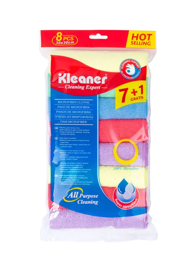 Kleaner 8-Piece Microfiber Cloths Multicolour 30cm