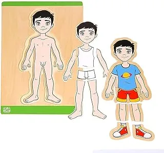 Edu-Fun Building Up 3 Layers Boy Body Parts Puzzles, one size