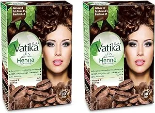 Dabur Vatika Henna صبغة شعر ، بني غامق ، 10 جم (عبوة من قطعتين)