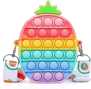 Showay Pop Shoulder Bag Fidget Toys Colorful Pineapple Toy Silicone Stress Relief Bubble Sensory School Supplies Birthday Gifts for Girls …,