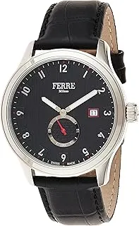 Ferrè Milano FM1G155L0021 3 Hand Leather Quartz Watch for Men, Black