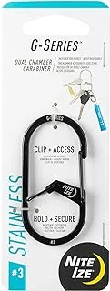 Nite Ize GS3-01-R6 G-Series Dual Chamber Carabiner, Size #3 1-Pack, Black