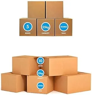 MARKQ 5 Pack Medium Boxes with 25 KG 45 x 45 x 45 cm + 5 Pack Small Boxes 15 KG 41 x 33 x 33 cm