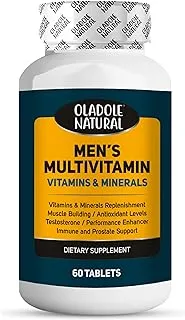 Oladole Natural Men's Multivitamin- 60 Tablets | Essential Daily Nutrition For Men Supports Immune Health | Antioxidant | Muscle Strength | Non- GMO