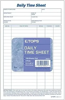 TOPS Daily Employee Time And Job Sheet, 6 x 9.5 Inches, 100 Sheets per Pad, 2 Pads/Pack (30041)