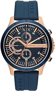 A | X Armani Exchange ساعة كرونوغراف كوارتز للرجال بسوار سيليكون AX2440 ، أزرق ، حزام