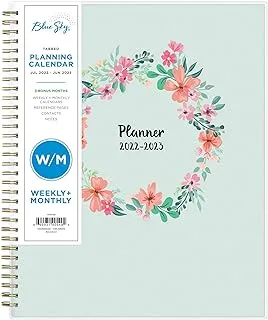 Blue Sky 2022-2023 Academic Year Weekly & Monthly Planner, 21.6 cm x 27.9 cm, Frosted Flexible Cover, Wirebound, Laurel (131947-A23)