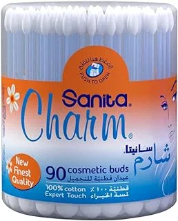 Sanita Charm Cosmetic Buds Applicator Box 90-Pieces, 36 cm Size, White