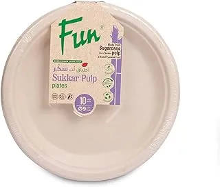 Fun Sukkar Pulp Plate 9 inch Eco-Friendly Disposable Dinnerware white plate for party, Camping,Compostable,Recyclable and biodegradable Picnic Plates (Pack of 10)