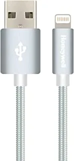 Honeywell USB 2.0 to Lightning cable,MFI-certified Apple original lighting cable, Fast Charging, Nylon-Braided sync and charge cable for iPhone, iPad, Airpods, iPod, 4 Feet (1.2M)- Silver