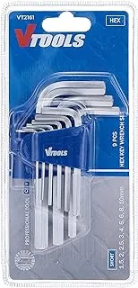 VTOOLS 9 قطع Chrome Vanadium Hex Key Allen Wrench Set (1.5-10mm) ، مجموعة مفاتيح سداسية محمولة لإصلاح المنزل الأساسي والتطبيقات العامة ، VT2161