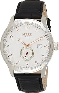 FERRE MILANO Ferrè Milano FM1G155L0011 3 Hand Leather Quartz Watch for Men, Silver