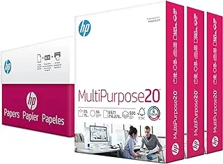 HP Printer Paper 8.5x11 MultiPurpose 20 lb 3 Ream Case 1500 Sheets 96 Bright Made in USA FSC Certified Copy Paper HP Compatible 112530C