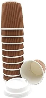 Disposable Ripple Cup Brown 4 Ounce With Lid - Kraft Hot Tea, Coffee, Kahwa, Hot Drinks & Natural Brown - 10 Pieces.